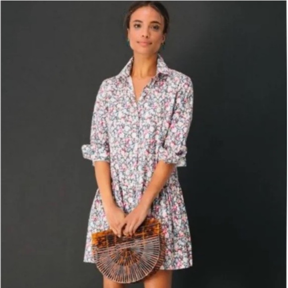 The Shirt Dress By Rochelle Behrens Drop Waist Floral Button Down Dress - Picture 2 of 15